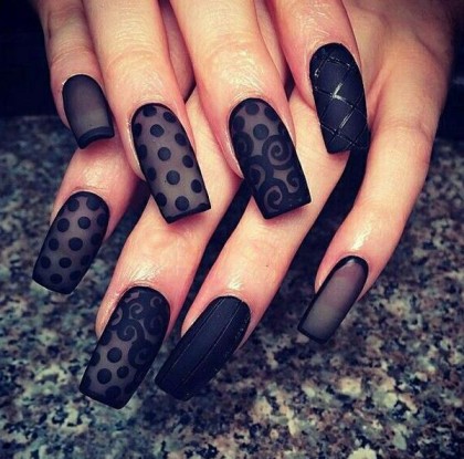 Black lace nail designs